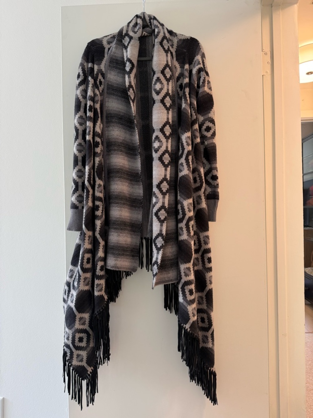 Haute Hippie - Fringed Cardigan - Black & Gray